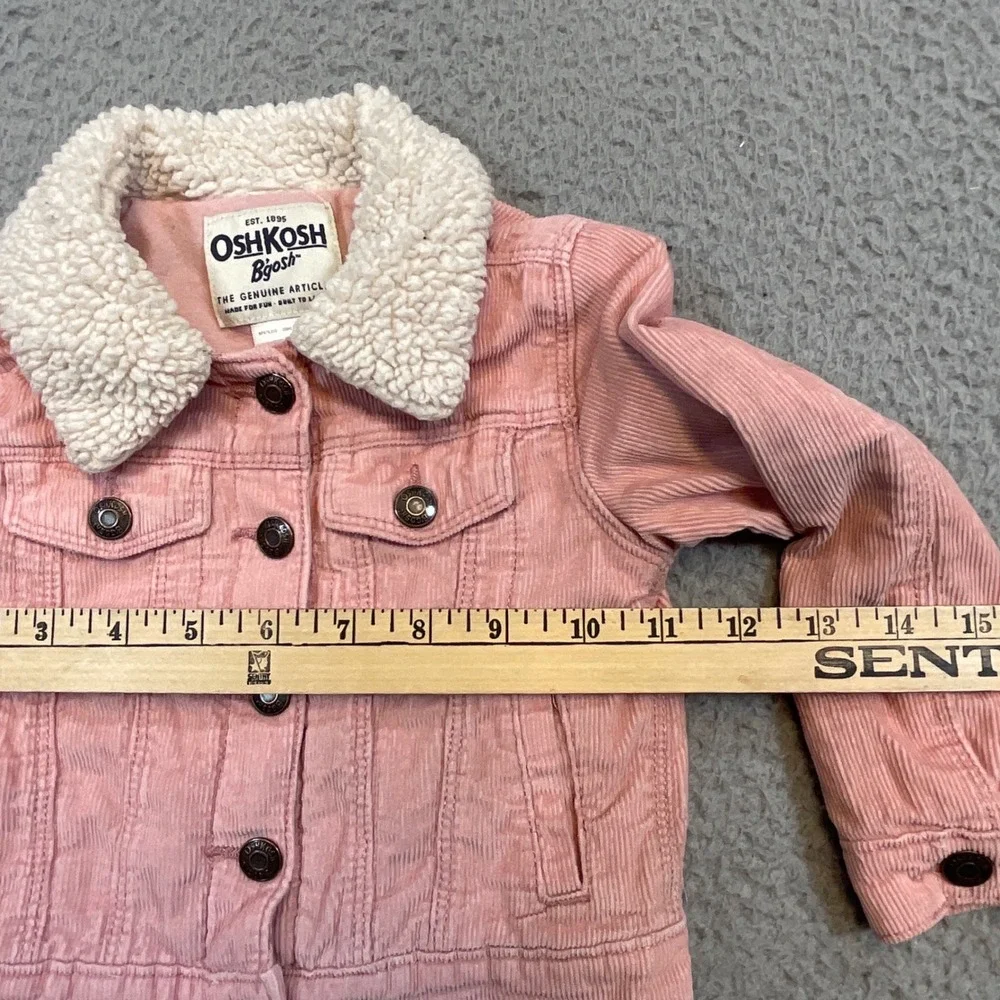 OshKosh Corduroy‎ Jacket Kids 2T Pink Good Sherpa Collar Trucker Coat Western